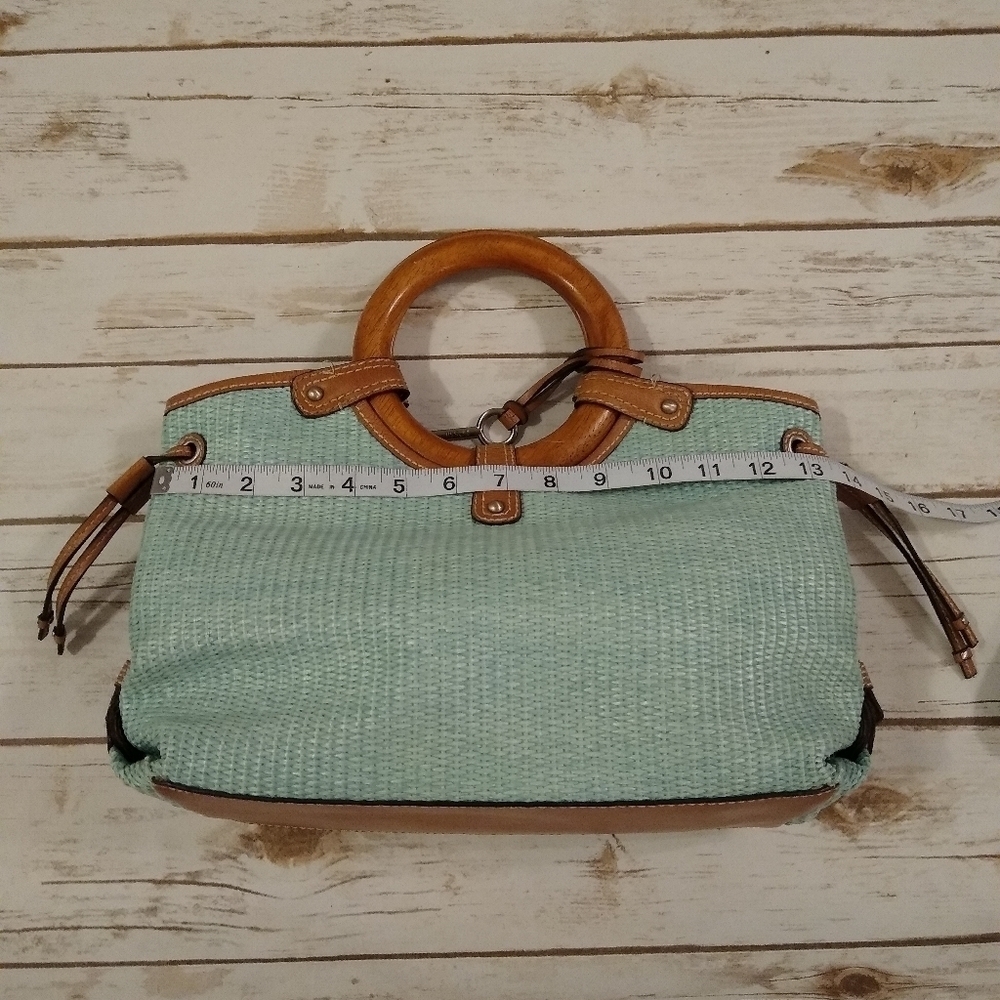 Fossil Woven Rattan Soft Seafoam Green Satchel Bag - Picture 6 of 16